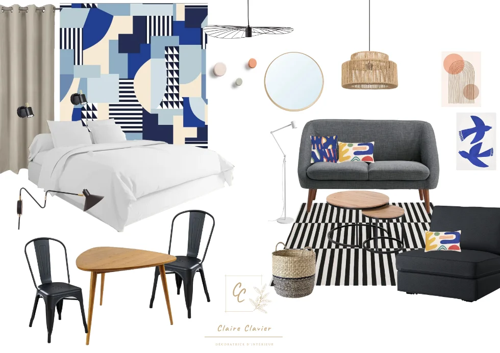 Planche shopping déco – sélection de mobilier et accessoires par Claire décoratrice à Arras