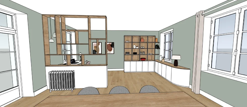 Visualisation 3D d'un meuble sur mesure – conception et design d'intérieur par Claire décoratrice Arras