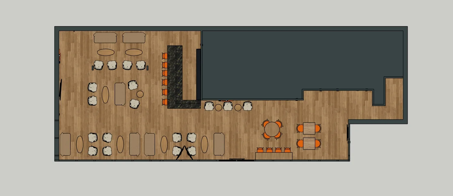 Plan d'aménagement 2D d'un open space en longueur – décoration intérieure et optimisation d'espace, Arras