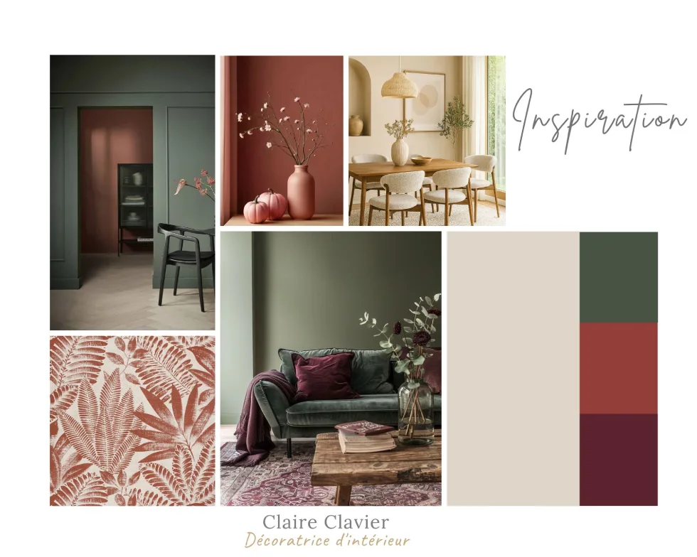Planche d'ambiance décorative numérotée 322 – conception d'un projet d'intérieur par Claire décoratrice Arras